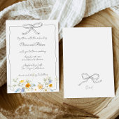 Whimsical Quirky Hand Drawn Bow Wildblume Hochzeit Einladung