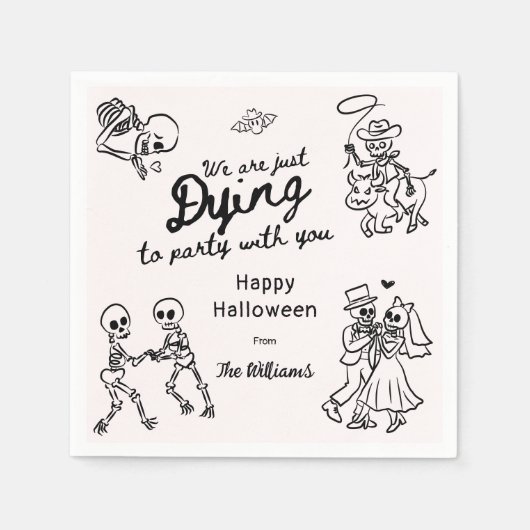 Whimsical Quirky Hand Drawn Doodles Halloween Serviette (Vorderseite)
