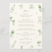 Whimsical Quirky Hand Drawn Green Wedding Menükarte (Vorderseite)