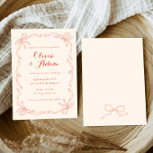 Whimsical Quirky Hand Drawn Orange Bow Wedding Einladung