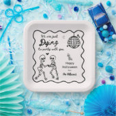 Whimsical Quirky Hand Drawn Skelett Halloween Pappteller (Party)