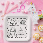 Whimsical Quirky Hand Drawn Skelett Halloween Pappteller (Party)