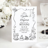 Whimsical Quirky Hand gezeichnet Doodles Wedding Einladung