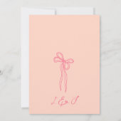 Whimsical Quirky Hand gezogen Rosa Bow Save the Da Einladung (Rückseite)