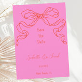 Whimsical Quirky Hand gezogen Rosa Bow Save the Da Einladung