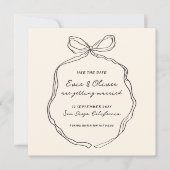 Whimsical Quirky handgeschriebene Bow Wedding Save The Date (Vorderseite)
