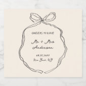 Whimsical Quirky handgeschriebene Bow Wedding Schaumweinetikett (Einzelnes Label)