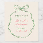 Whimsical Quirky handgeschriebene Bow Wedding Weinetikett (Einzelnes Label)