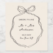Whimsical Quirky handgeschriebene Bow Wedding Weinetikett (Einzelnes Label)