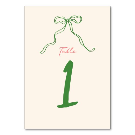 Whimsical Quirky Handgeschriebener Bow Tischnummer (Vorderseite)