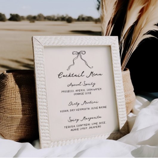 Whimsical Quirky handgeschriebenes Cocktailmenü Poster