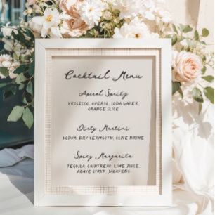 Whimsical Quirky handgeschriebenes Cocktailmenü Poster