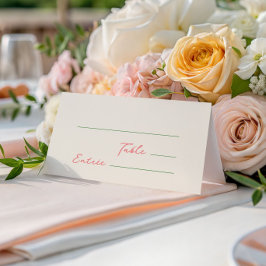 Whimsical Quirky handschriftlich grünes Rosa Platzkarte