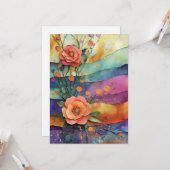 Whimsical Quirky Paper Blume Hallo Flat Karte (Vorderseite/Rückseite Beispiel)