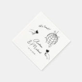 Whimsical Quirky Retro Fun Französisch Engagement  Serviette (Ecke)