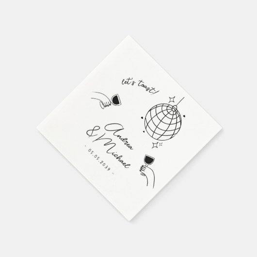 Whimsical Quirky Retro Fun Französisch Engagement  Serviette (Ecke)