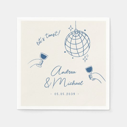 Whimsical Quirky Retro Fun Französisch Engagement Serviette (Vorderseite)