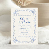 Whimsical Quirky Retro Hand Drawn Blue Bow Wedding Einladung
