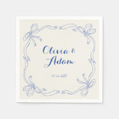 Whimsical Quirky Retro Hand Drawn Blue Bow Wedding Serviette (Vorderseite)
