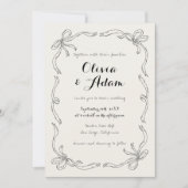 Whimsical Quirky Retro Hand Drawn Bow Wedding Einladung (Vorderseite)