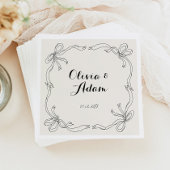 Whimsical Quirky Retro Hand Drawn Bow Wedding Serviette