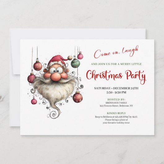 Whimsical Quirky Santa Editable Christmas Party Einladung (Vorderseite)