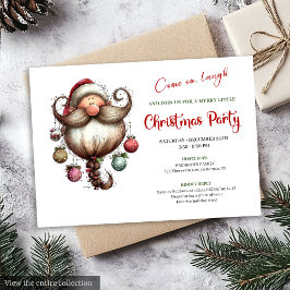 Whimsical Quirky Santa Watercolor Christmas Invite Einladung
