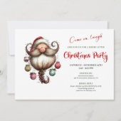 Whimsical Quirky Santa Watercolor Christmas Invite Einladung (Vorderseite)