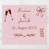 Whimsical Quirky Squiggles Pink Wedding Alkoholflaschenetikett (Einzelnes Label)