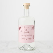 Whimsical Quirky Squiggles Pink Wedding Alkoholflaschenetikett (Vorderseite)