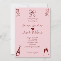 Whimsical Quirky Squiggles Pink Wedding