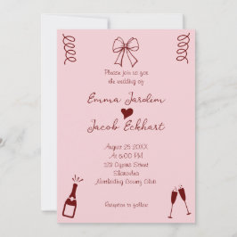 Whimsical Quirky Squiggles Pink Wedding Einladung