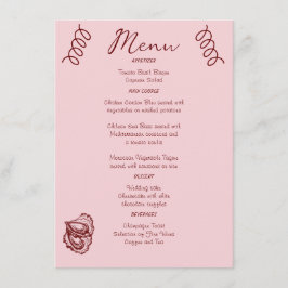 Whimsical Quirky Squiggles Pink Wedding Menükarte