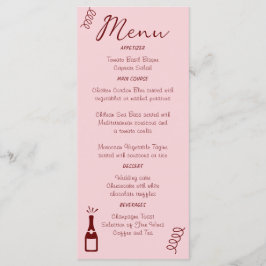 Whimsical Quirky Squiggles Pink Wedding Menükarte