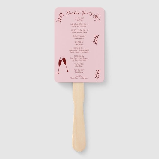 Whimsical Quirky Squiggles Pink Wedding Program Fächer (Rückseite)