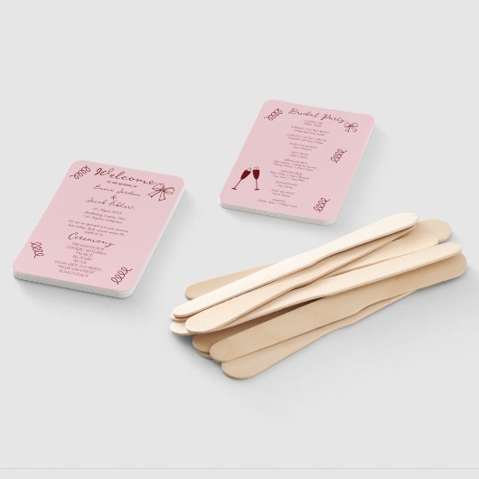 Whimsical Quirky Squiggles Pink Wedding Program Fächer (Non-assembled)