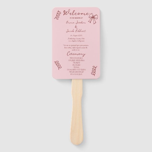 Whimsical Quirky Squiggles Pink Wedding Program Fächer (Vorderseite)
