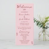 Whimsical Quirky Squiggles Pink Wedding Programm (Stehend Vorderseite)