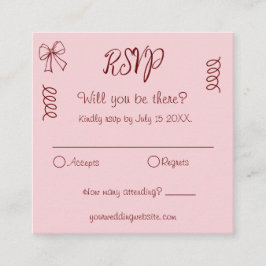 Whimsical Quirky Squiggles Pink Wedding RSVP Begleitkarte
