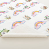 Whimsical rabbit and rainbow Sherpa Blanket Sherpadecke (3/4)
