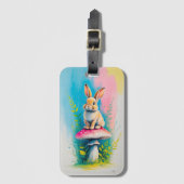 Whimsical Rabbit farbenfrohe Natur Gepäckanhänger (Vorderseite Vertikal)