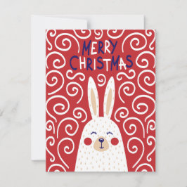 Whimsical Rabbit Frohe Weihnachtskarte Feiertagskarte