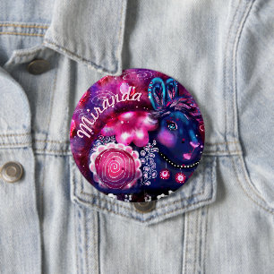 Whimsical Rabbit 'Glamour Bunny' Personalisiert Button
