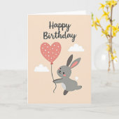Whimsical Rabbit Herz Karte (Gelbe Blume)