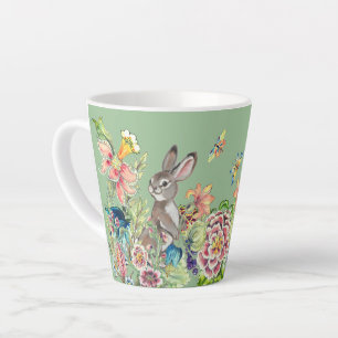 Whimsical Rabbit Minze Green Chinoiserie Floral Milchtasse