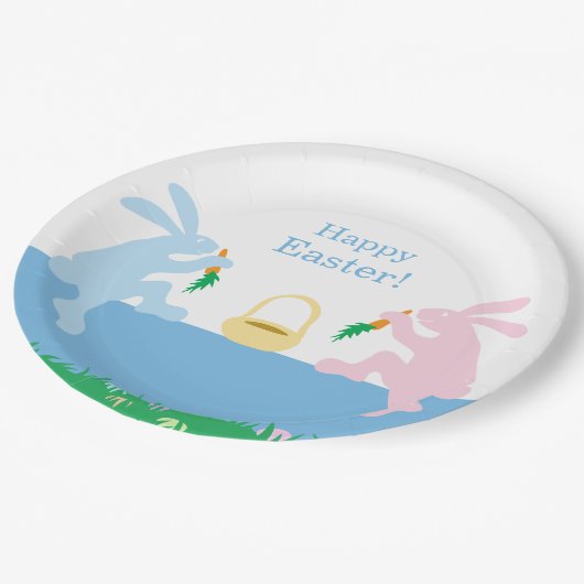 Whimsical Rabbits Easter Paper Plate Pappteller (Schrägansicht)