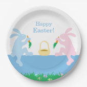 Whimsical Rabbits Easter Paper Plate Pappteller (Vorderseite)