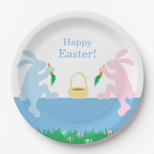 Whimsical Rabbits Easter Paper Plate Pappteller (Vorderseite)