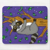 Whimsical Raccoon Hanging from Tree Mousepad (Vorne)