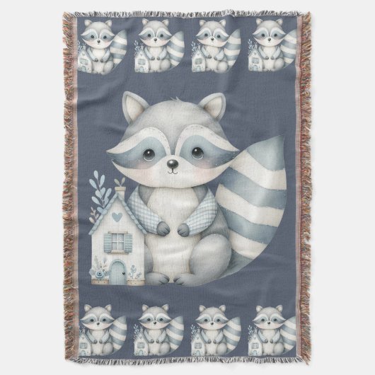 Whimsical Raccoon Night Woodland Cottage Scene Decke (Vorderseite Vertikal)